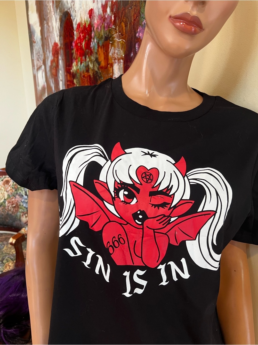 Current Mood Dolls kill S Sin Is In Oversized Graphic T shirt nwt devil girl